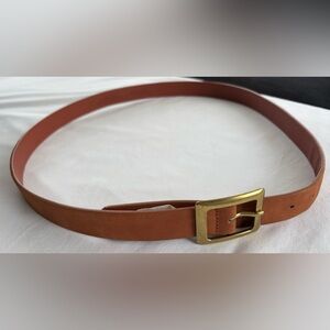 Classic Tan Leather Belt with Gold Buckle